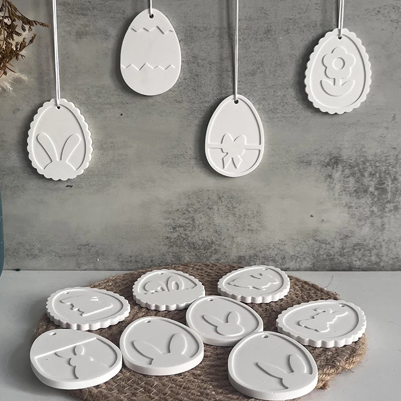 Easter Bunny Pendant Silicone Mold DIY Epoxy Resin Plaster Concrete Drip Glue Mold Easter Decoration Egg Bunny Making Mold silicone mold
