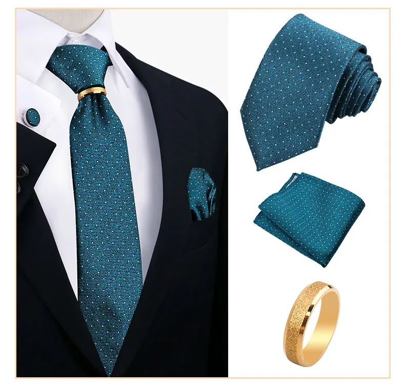 Krawattenring für Männer, luxuriöse Krawatte, Einstecktuch, Manschettenknöpfe mit goldenem Metallring, Anzug, Paisley, rote Krawatte für Hochzeit, 8 cm Herren-Accessoires – Detail 21
