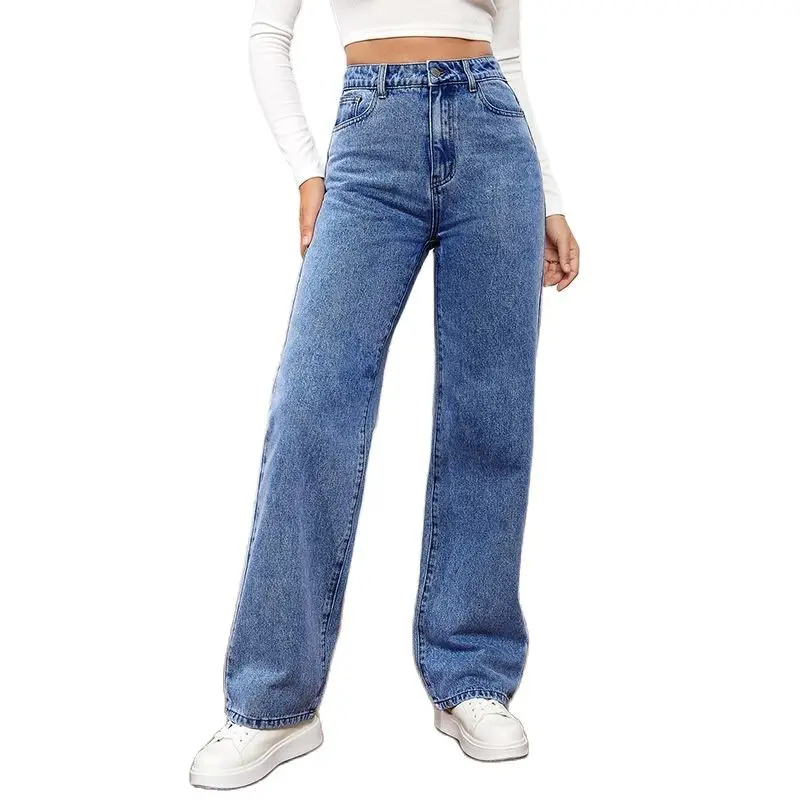 

Baggy Jeans for Women High Waisted Do Old Y2K Straight Washed Wide Leg Denim Pants Western Classic Casual Long Jeans Big Size