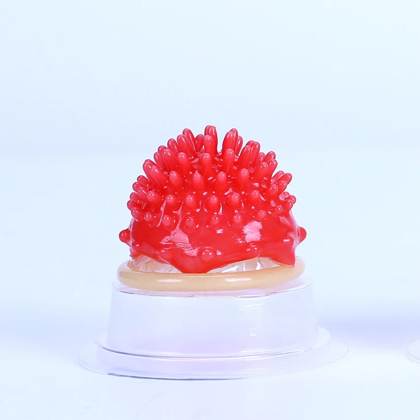 Condom With Spikes Random Color Delay Ejaculation Mutual Climax Reusable Ribbed Dotted Tendrils Condoms With Stud For Adults