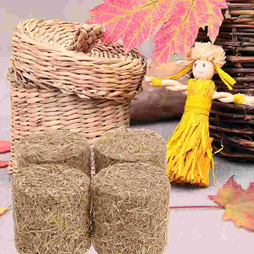 

12 Pcs Mini Haystack Model Bales Decor Bag Decorations House Tiny Ornament Miniature Wood Hayrick Bags