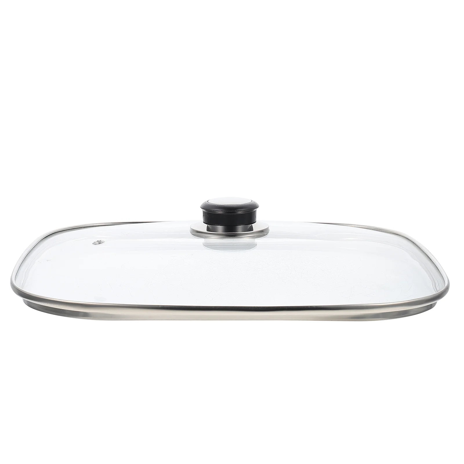 Square Electric Hot Pot Glass Lid With Vent Hole Cookware Replacement Lid Kitchen Utensil Parts Pan Cover Handle Design Safe