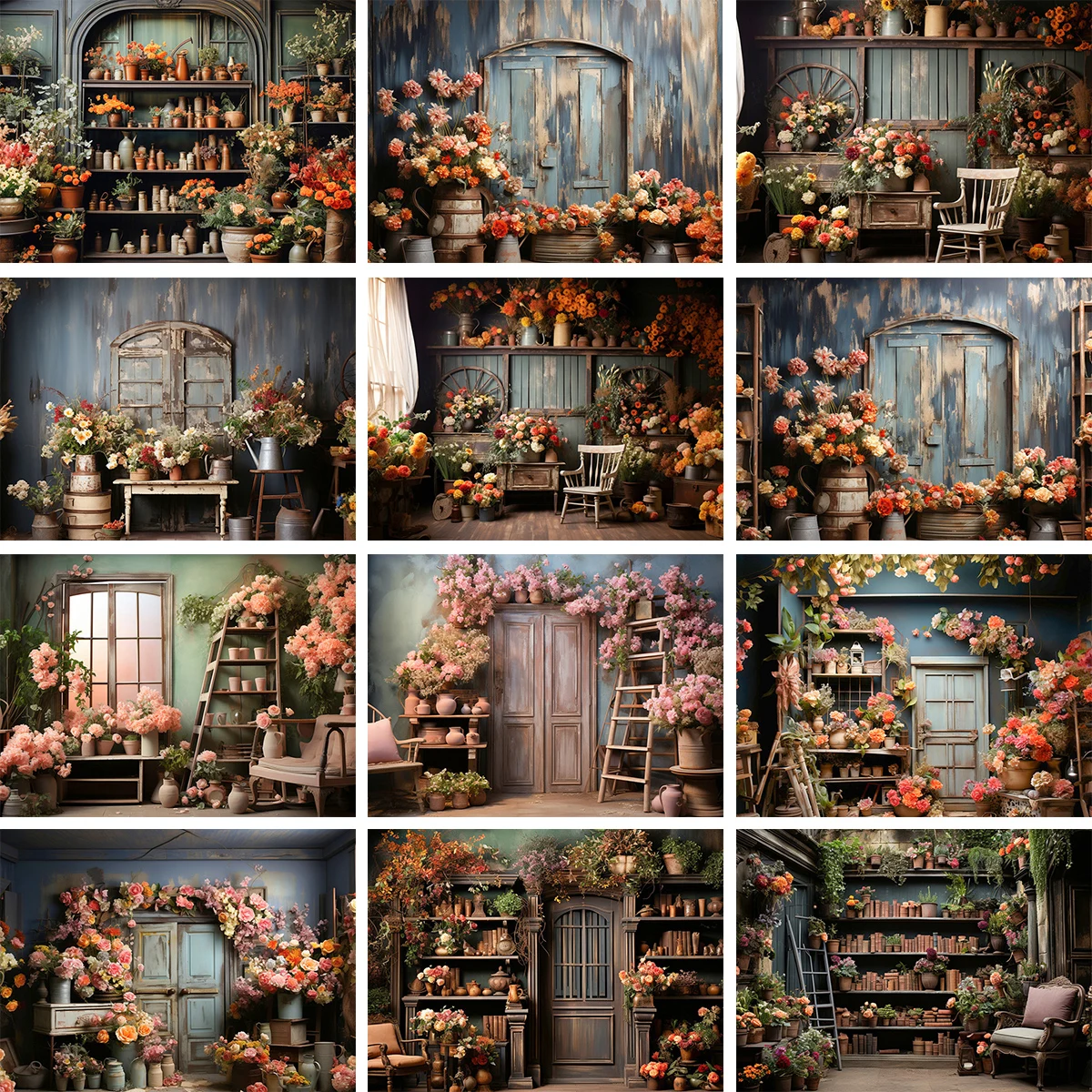 

Spring Garden Wooden House Backdrops Child Girl Photocal Props Baby Kids Photocall Floral Rose Backgrounds