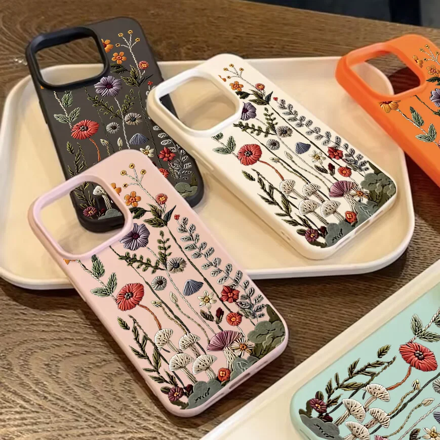 Floral Leather Texture Phone Case Cover