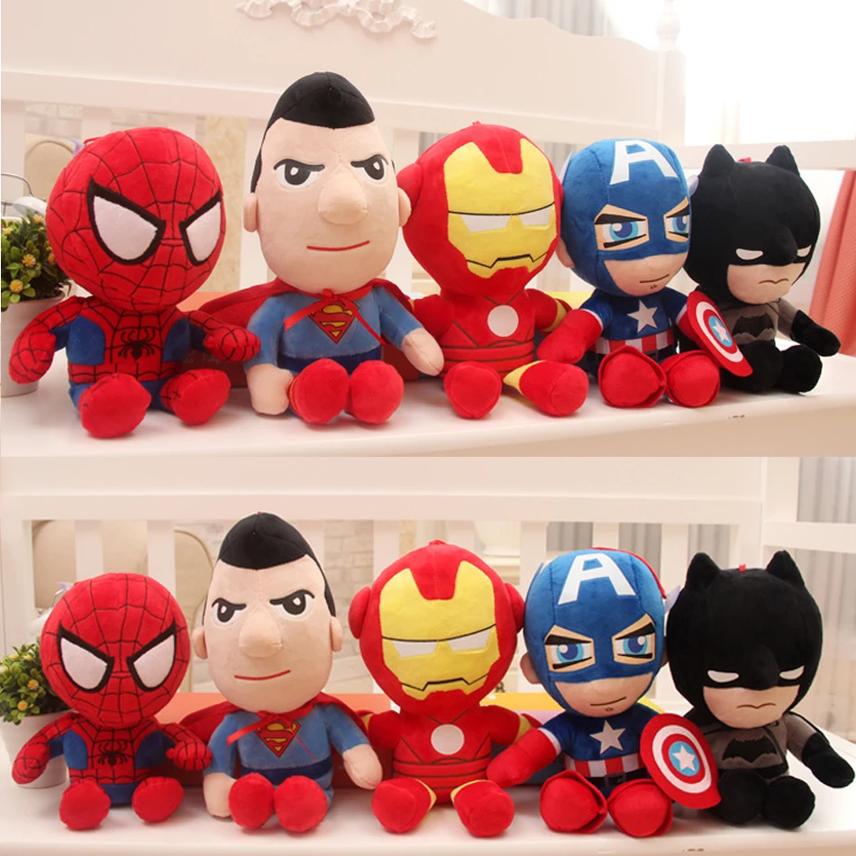 Jouets en peluche Spiderman pour enfants, poupées de film Marvel Avengers, cadeaux de Noël doux, services.com America et Iron Man, 27-32cm