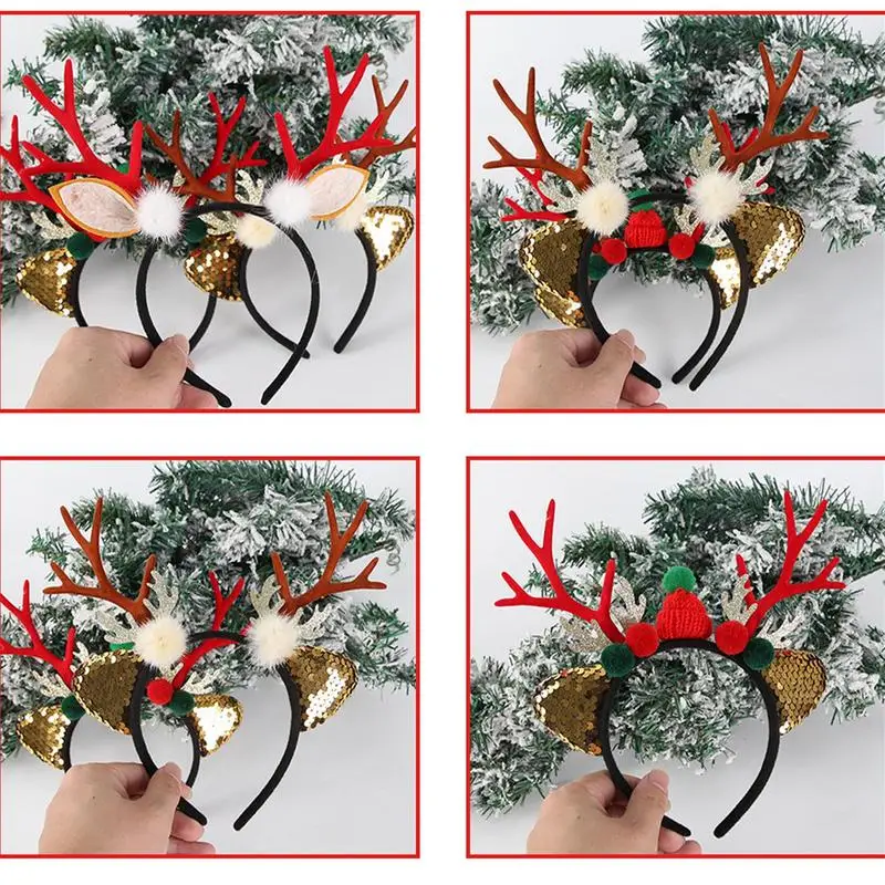 Deer Antler Headband Christmas Christmas Headbands For Women Holiday Party Accessory Headband Antler Hairpins ﻿