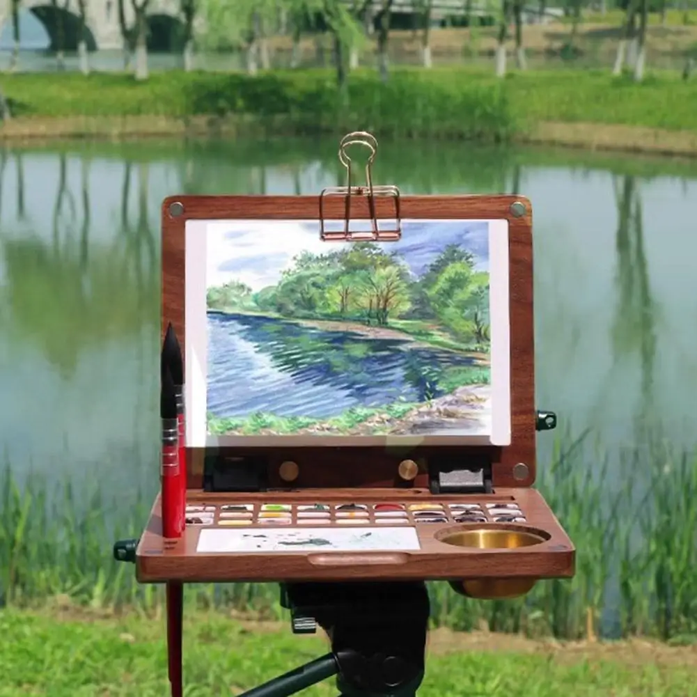 Paint Tray Color Palette Watercolor Palette Portable Wooden Watercolor Box Travel Painting Palette Supplie
