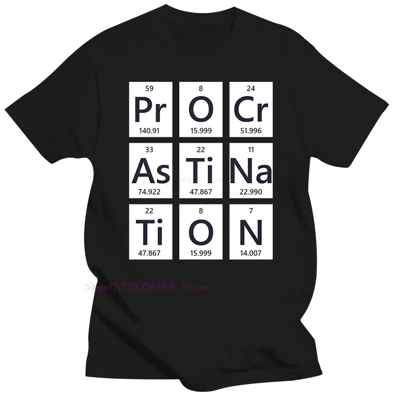 2019 New Summer Casual Tee Shirt Chemist T-Shirt Procrastinazione Table Of Elements