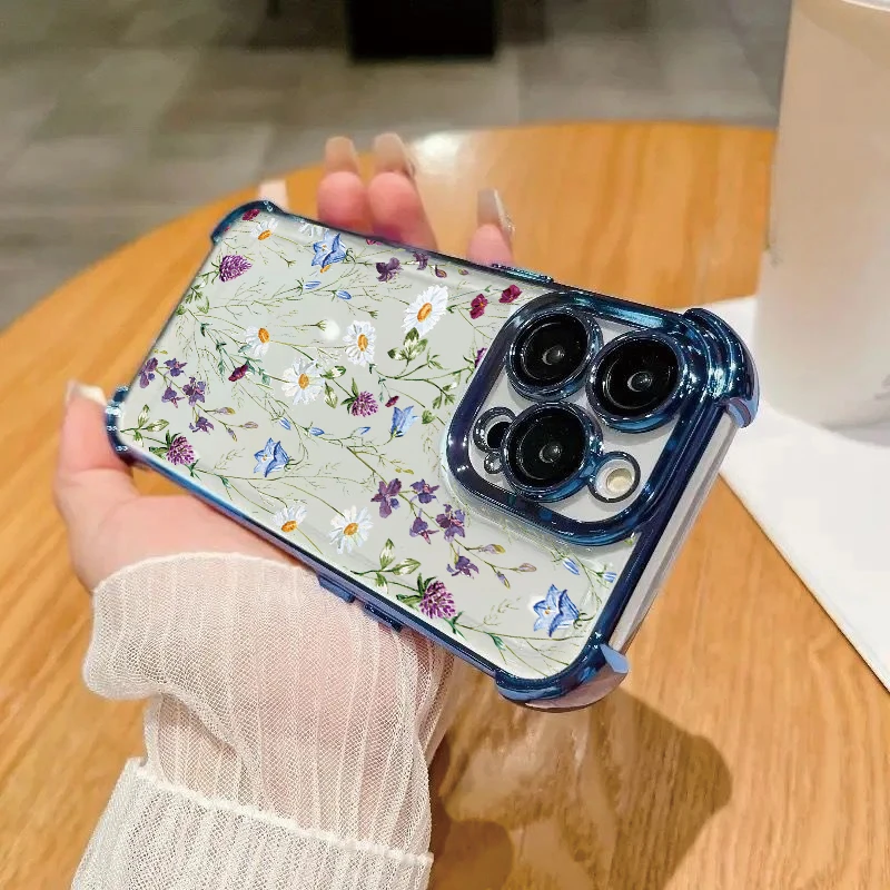 Plating Daisy Flowers Soft Transparent Phone Case Cover