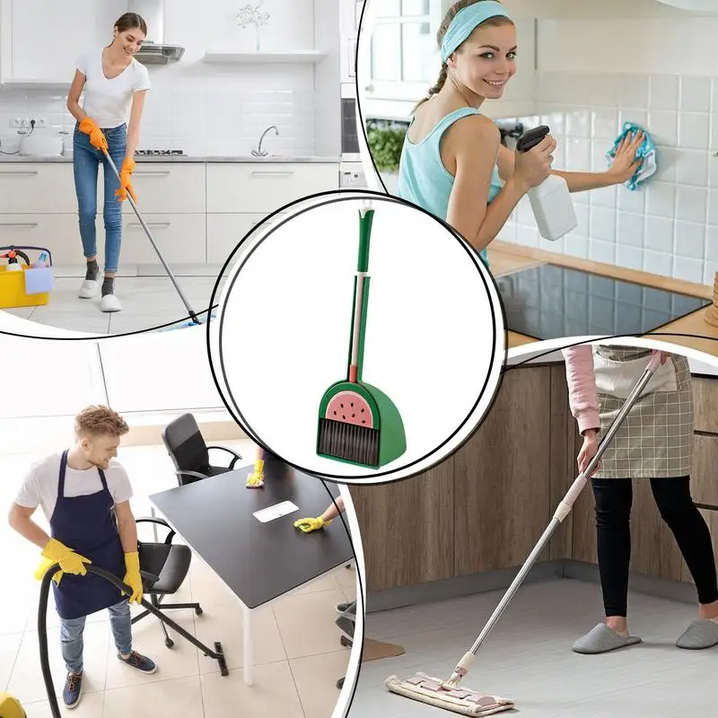 Kids Broom And Dustpan Set Fruit Design Kitchen Broom Little Housekeeping Helper Set House Cleaning Tools For Boys And Girls 5