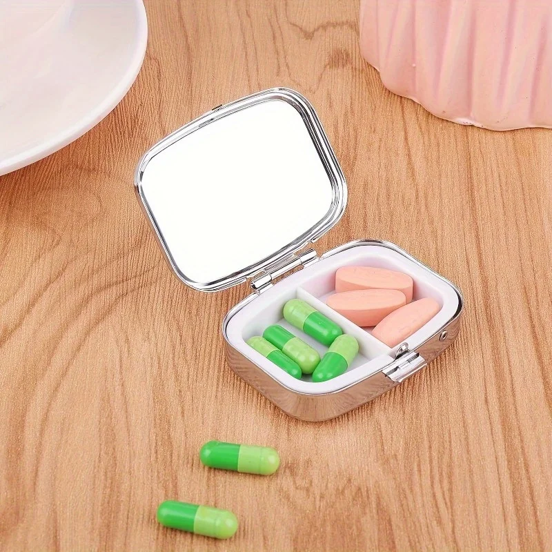 A Gorgeous Cat Wizard Medicine Kit - Mini 2-Grid Metal Medicine Organizer, Portable Travel Pocket Medicine Kit - Ideal Gift 6