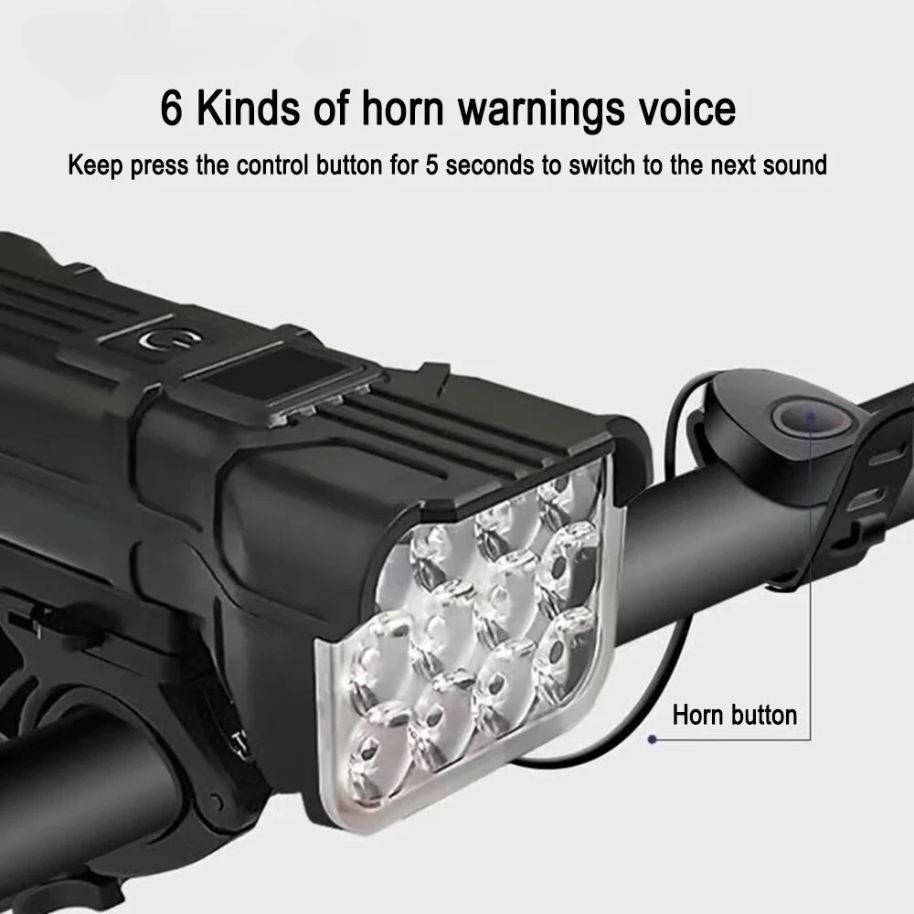 Bike Light with Horn Rechargeable for Night Riding