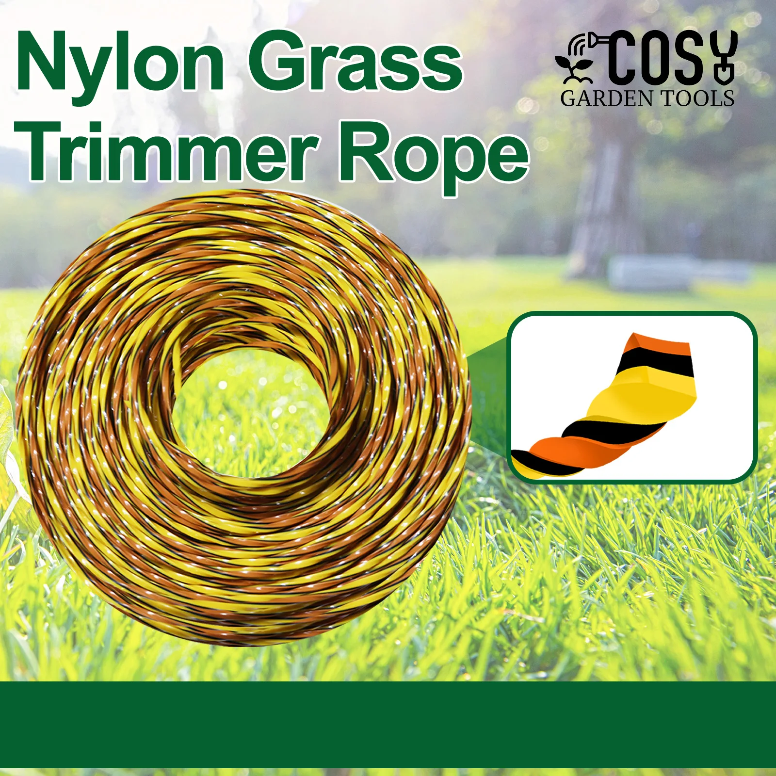 1.6mm/2.0mm/2.4m/2.7mm*1LB Tricolor Spiral Weed String General Trimmer Line Brush Cutter Thread Trimmer Line