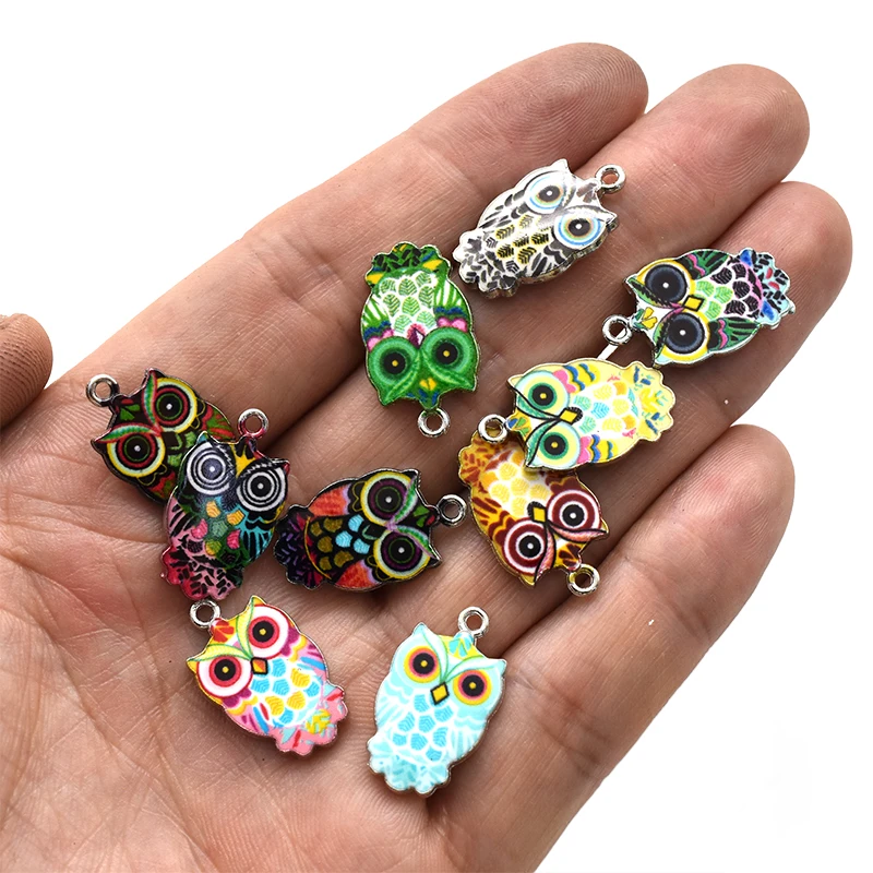 5/10/31pcs Colorful Owl Enamel Charms Alloy Metal Halloween Pendants For DIY Earring Necklaces Bracelet Keychain Jewelry Making