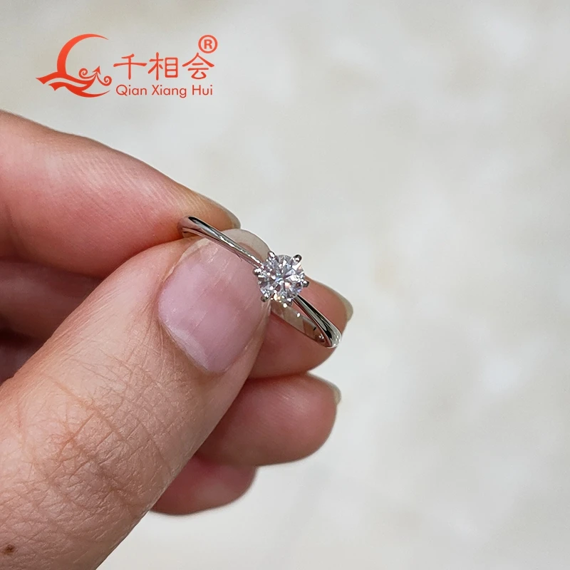 white lab HPHT  diamond ring 10k 14k 18k gold 0.3ct 4mm single round shape with NGIC for dating jewelry