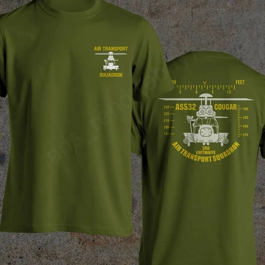 3RD Luftwaffe Chopper Air Transport Squadron AS532 Cougar Helicopter T-Shirt. Premium Cotton Short Sleeve O-Neck Mens T Shirt 2