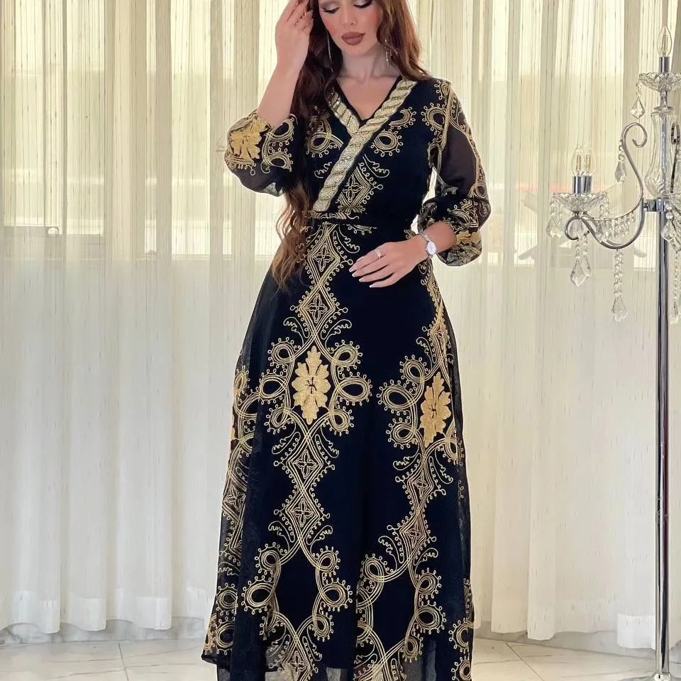 Mesh Linen Abaya Dubai Evening Dresses Embroidery Gulf Abayas for Women Jalabiya Saudi Arabia Kaftan Luxury Muslim Party Dress