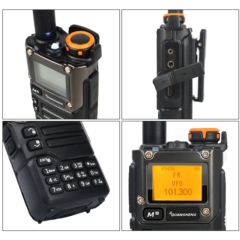 Quansheng UV-K6 Walkie Talkie 5W UV-K58 UV-K5(8) Two Way Radio 50-600MHz Full Band Receiving Type C Charge Air Band DTMF NOAA 5