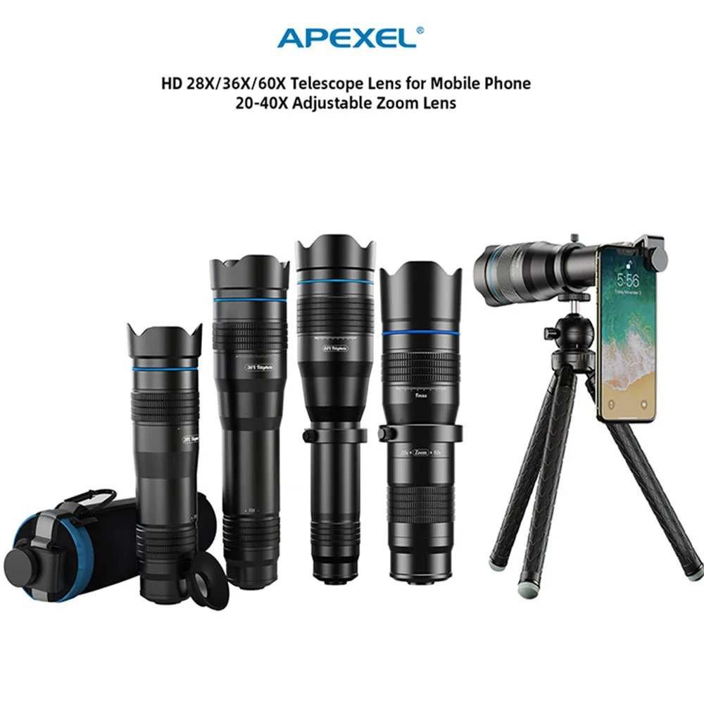 APEXEL Professional HD Telephoto Zoom Phone Lens 20-60X