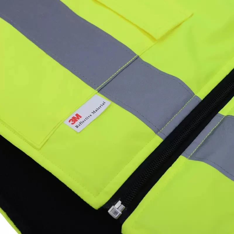Hi Vis Vest Winter Fleece Lining Reflective Vest for Men Waterproof with Multi Pockets Safety Workwear Sleeveless Waistcoat 4