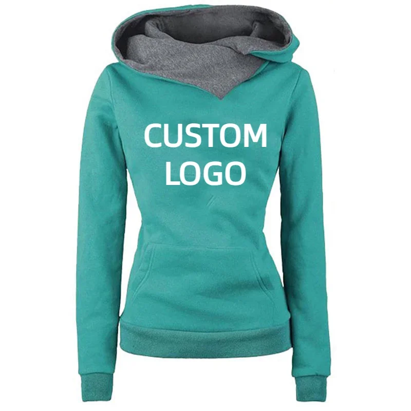 Custom Logo Women\'s Hoodies Brand Spring Autumn Hooded Pullover Pocket Fashion Casual Streetwear Printed Female Sweatshirt