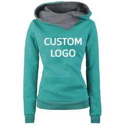 Custom Logo Women's Hoodies Brand Spring Autumn Hooded Pullover Pocket Fashion Casual Streetwear Printed Female Sweatshirt
