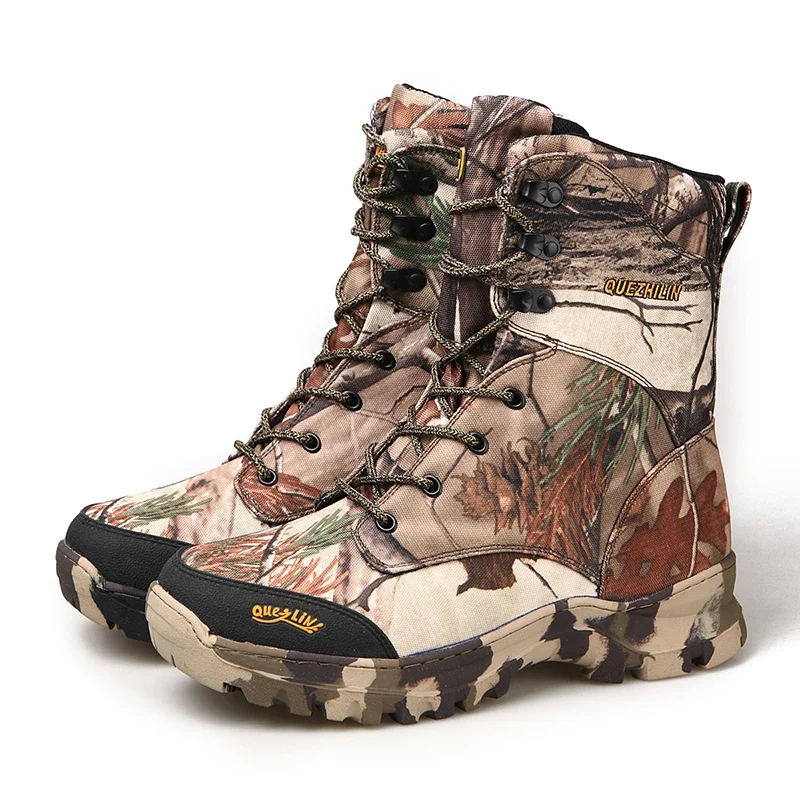Men Camo Boots Leather Waterproof Camouflage Printed Special Forces Desert hunting Shoes Combat Tactical Ankle Boot
