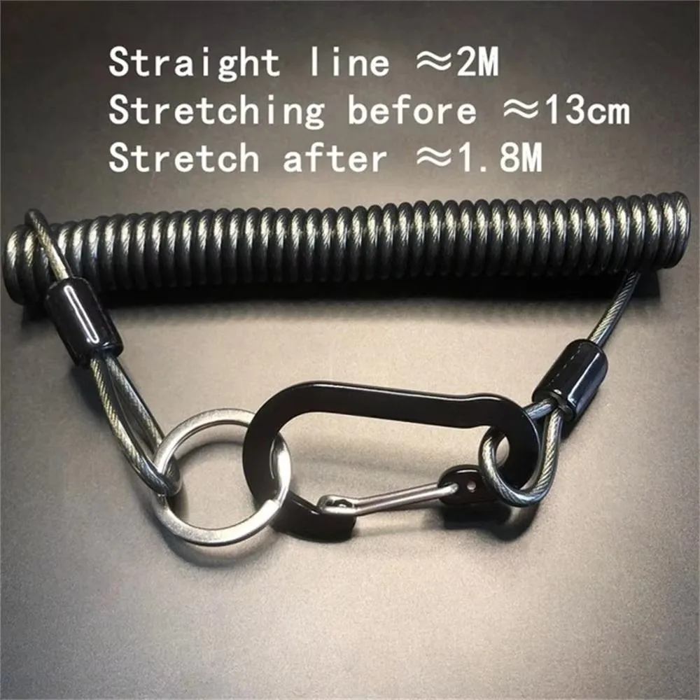 1PC Key Lanyard Fishing Missed Rope Key Koord Key Chain Elastic Coil Stretch Tether Fashion Wire Spring Twisted Lockable Rope