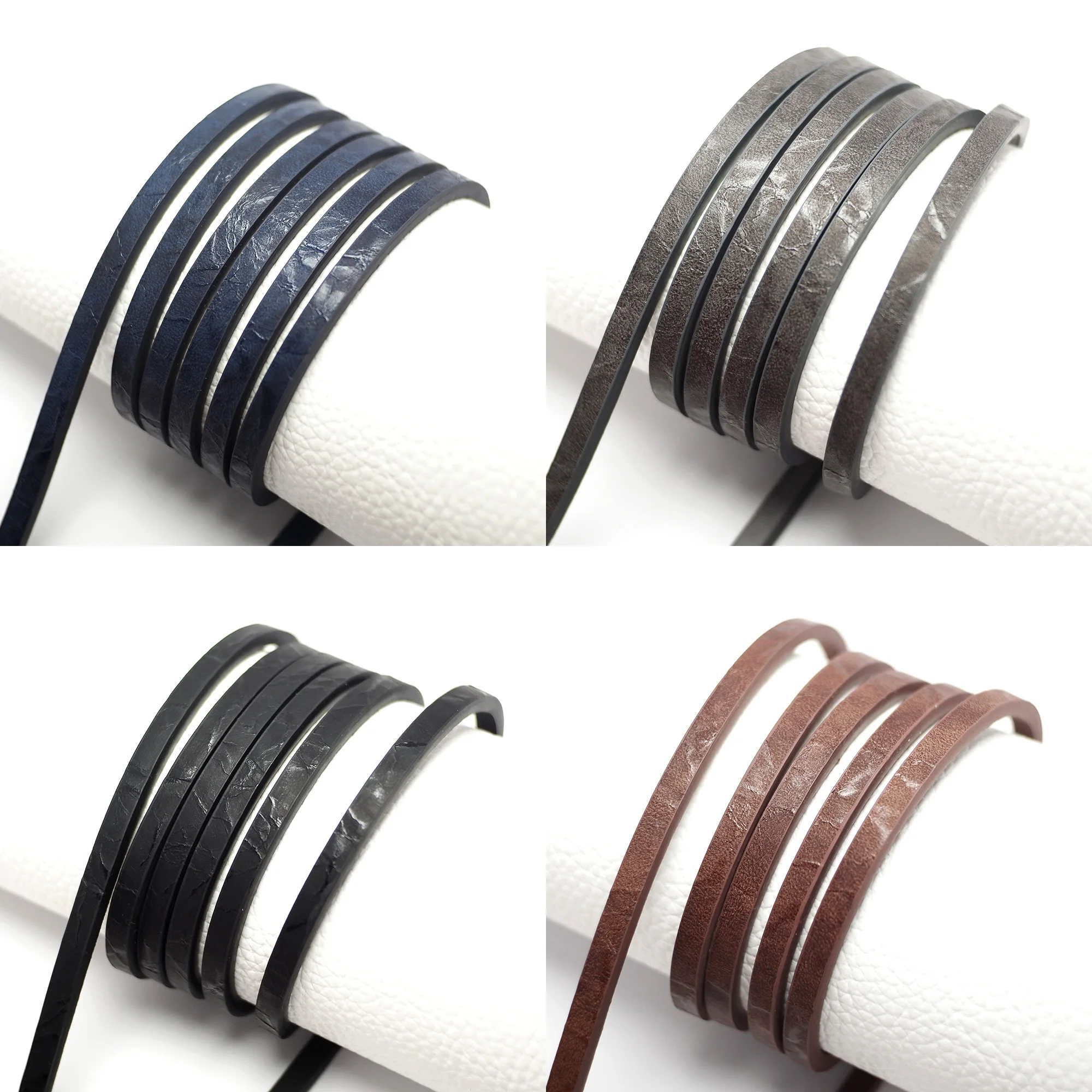 

5x3mm Leather Strips,Embossed Flat Leather Cord,Synthetic Leather Belt Bag Handle Key Cord Bracelets Making