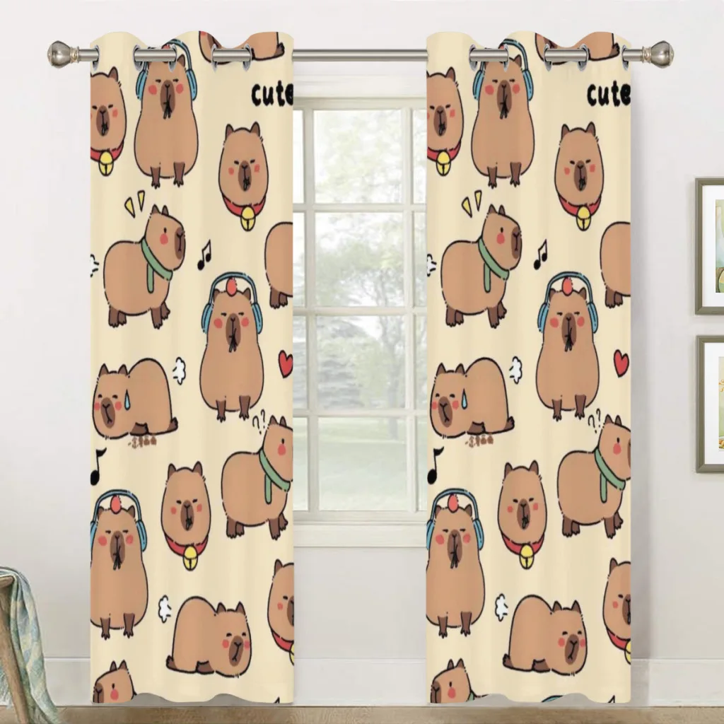 Capybara 2 PC Blackout Windows Curtain  for Living Room Bedroom Bathroom Curtains 4