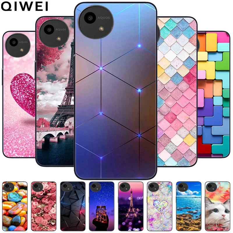 Lovely Black TPU Silicone Shockproof Soft Phone Case with Beautiful Pattern