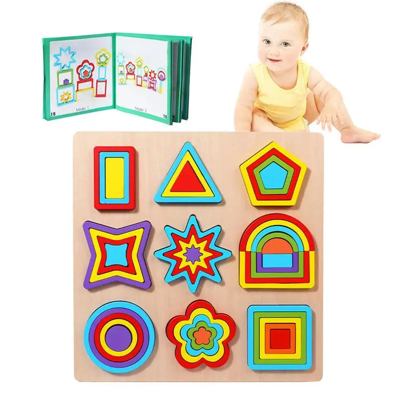 Wooden Shape Puzzles Matching Sorting Puzzles For Toddlers Intellectual Sorter Games For Early Education Color Sensory