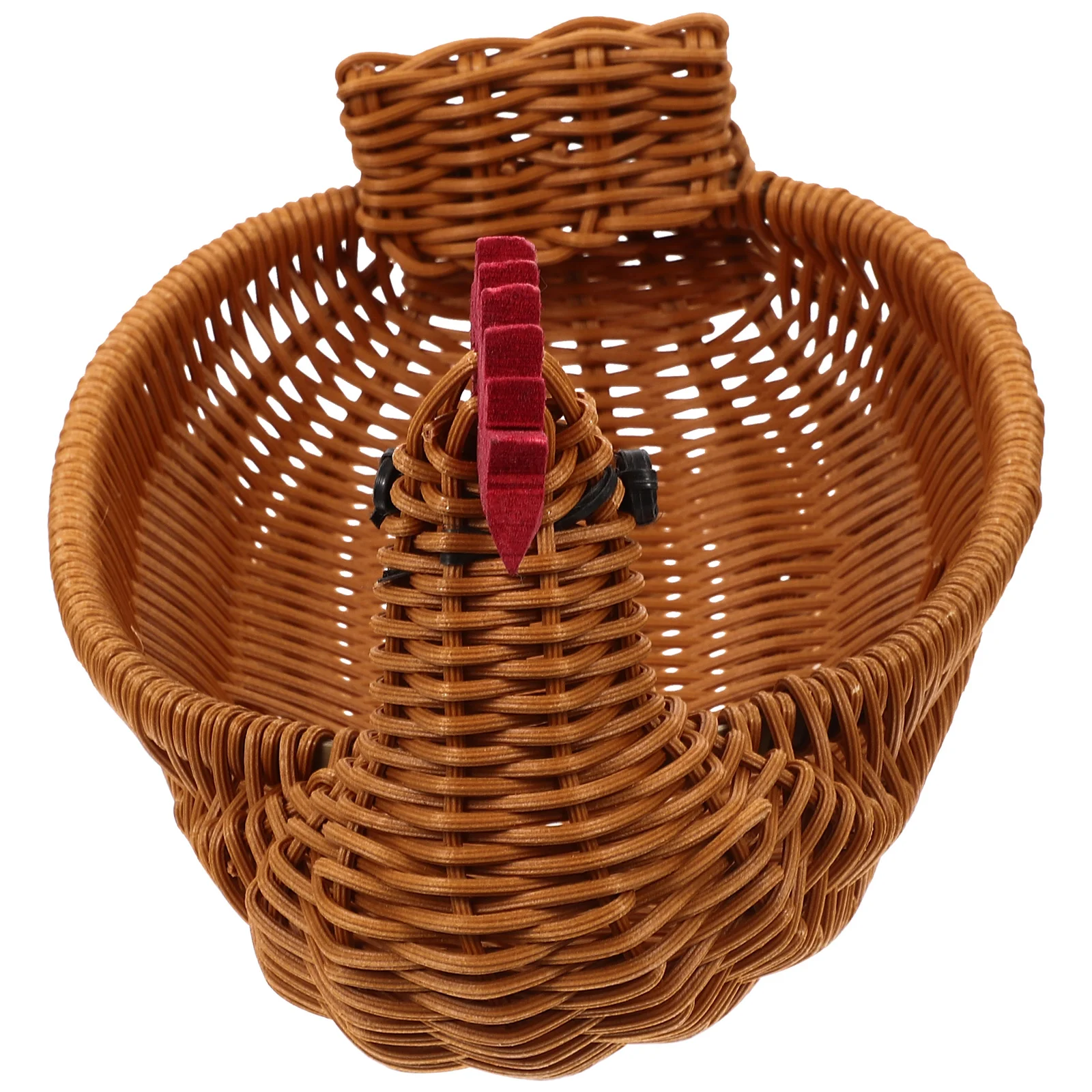 

Rattan Woven Fruit Basket Cute Chicken Shaped Fruit Bread Basket Snack Tray Food Serving Basket Easter Egg Hunting Game