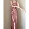 ZZ149 2024 Summer Sexy Backless Satin Pendant Dress Women's High-end Temperament Slim-fitting Fishtail Dress 1