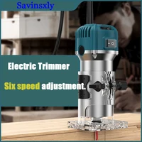 Compact Wood Router Tool 6 Speeds Adjustable Electric Hand Woodworking Trimmer Router 800W 33000r/min. 1