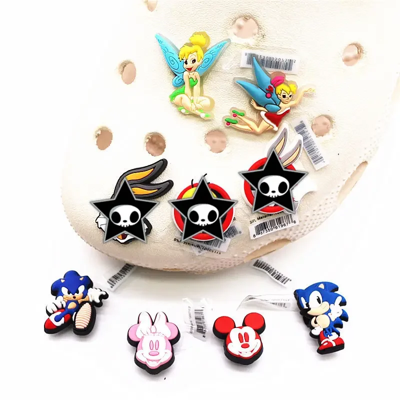 Original Fairy Girl PVC Shoe Charms Red Mickey Pink Minnie Jeans Clog Pins Women Boy Girls Party Shoe Decorations