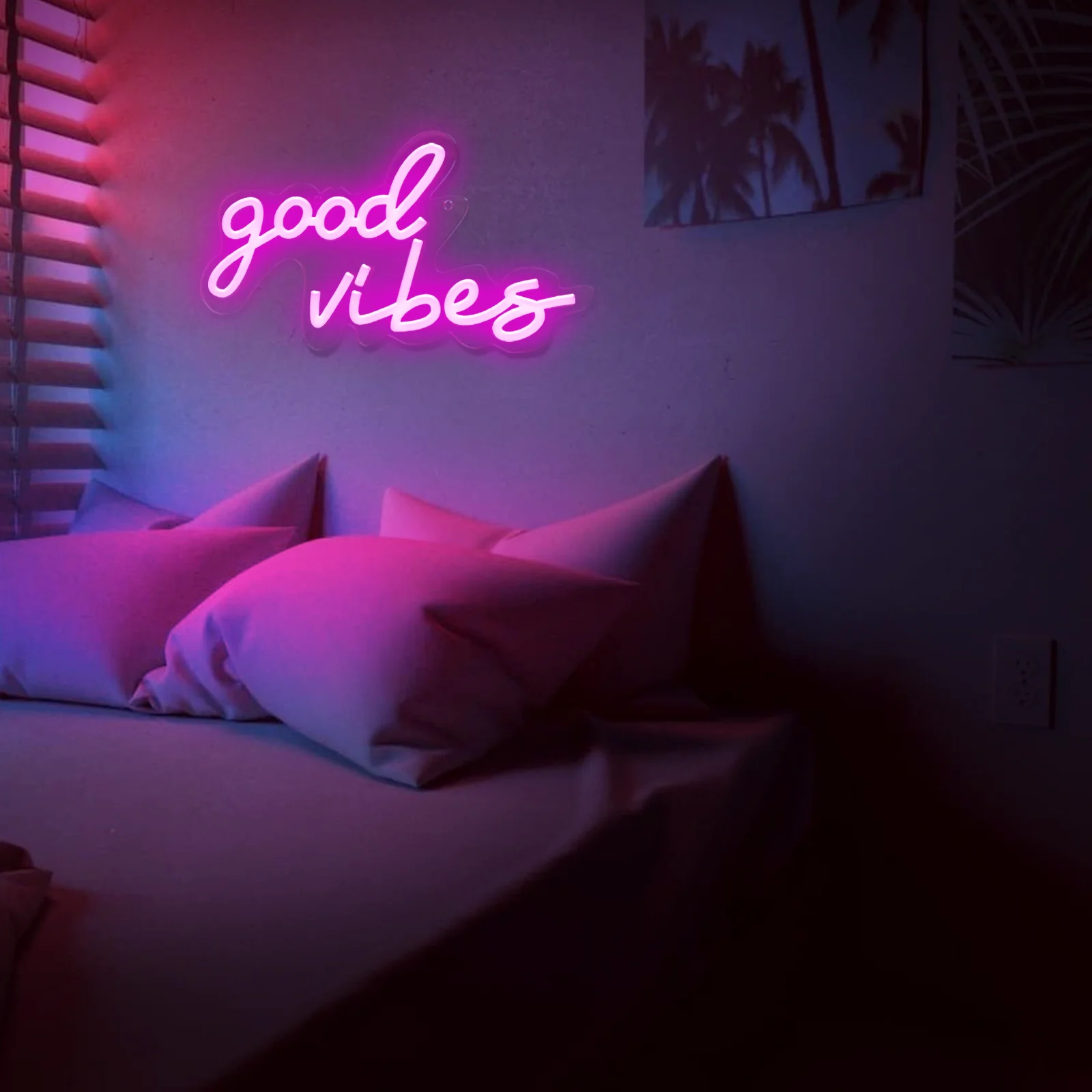 Good Vibes LED Neon Light Wall Art Aesthetics Hanging Neon Sign