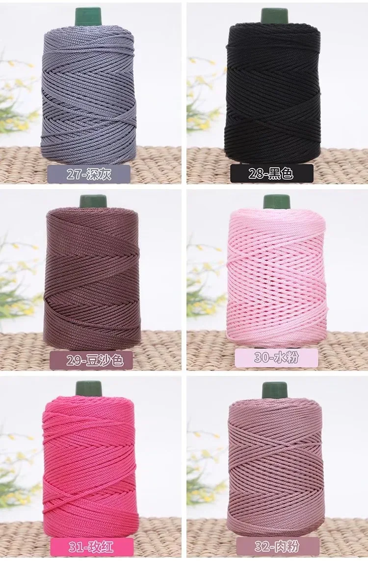 3mm farbige verdrehte gewebte Seil Hohl faden Handwerk dekorative DIY hand gefertigte Tasche Kordel zug Gürtel Zubehör Polypropylen faser – Detail 14