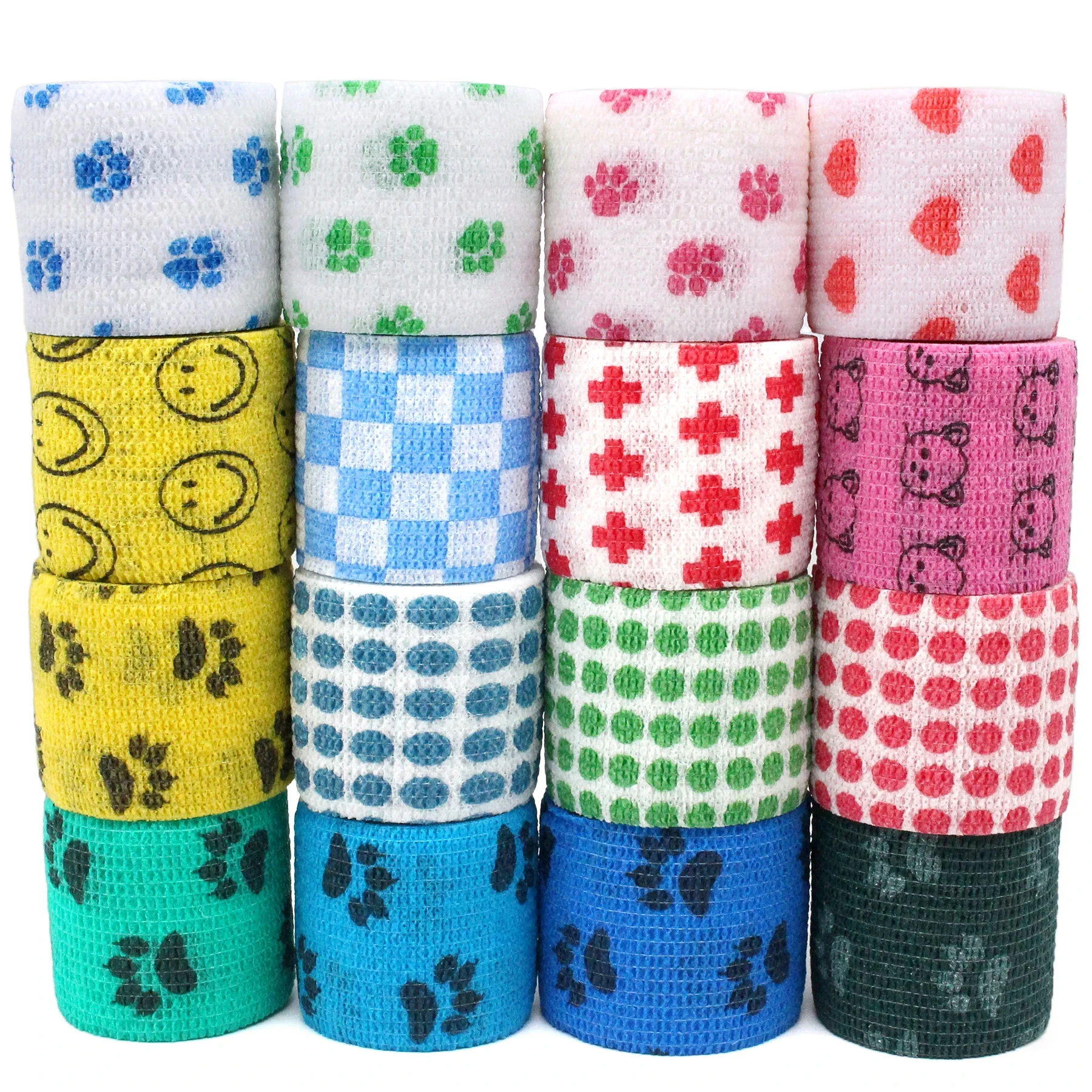 24 Rolls Vet Wrap Cohesive Bandage Bulk Self Adherent Wrap Non-Woven Vet Tape First Aid for Dogs Cats Horses