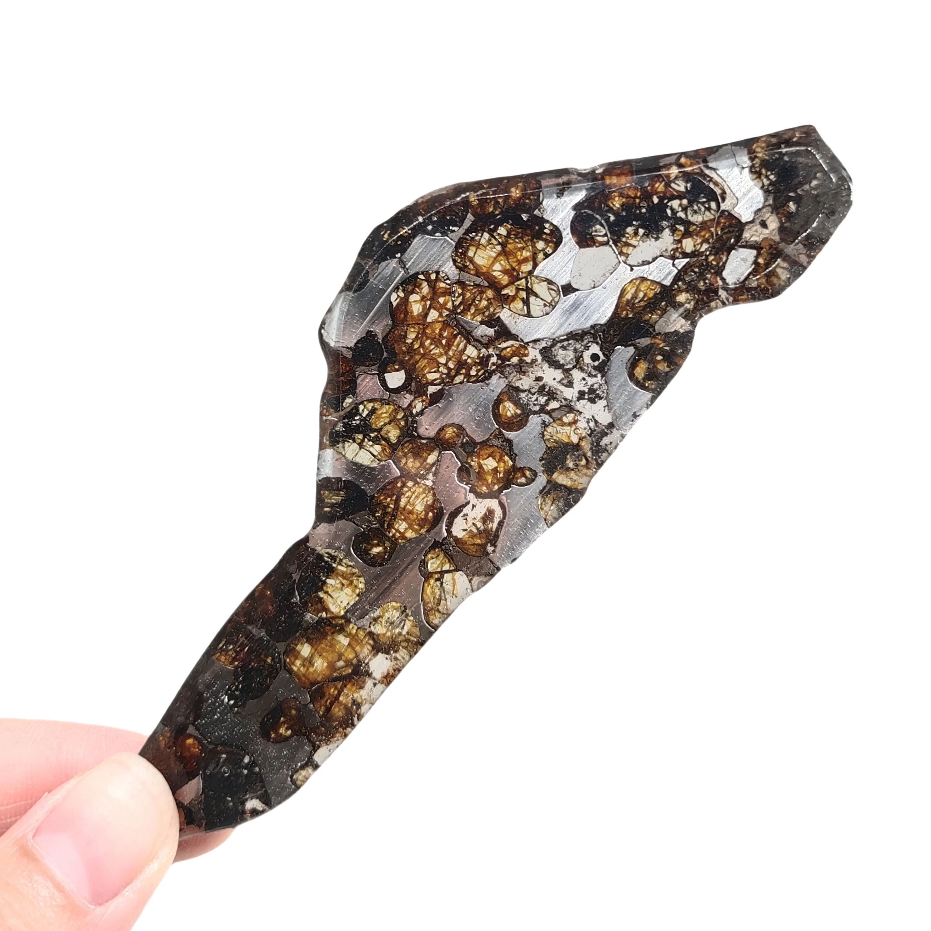 

25.4g Brenham Stone Iron Meteorite Specimen Process Olive Meteorite Slice Natural Meteorite Material Specimen -TA481