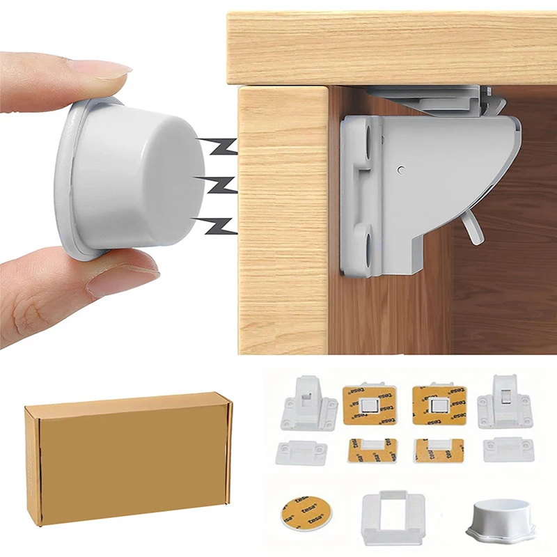 Magnetic Child Lock cabinet lock child lock safety lock Baby Safety Lock Drawer and Cabinet Door Invisible lock Magnetic distance 4cm/1.57inch 5pcs