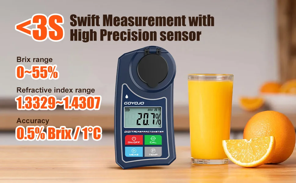 Digital Brix Meter Refractometer 0~55% Fruit Drink Honey Sugar Tester Meter Suge