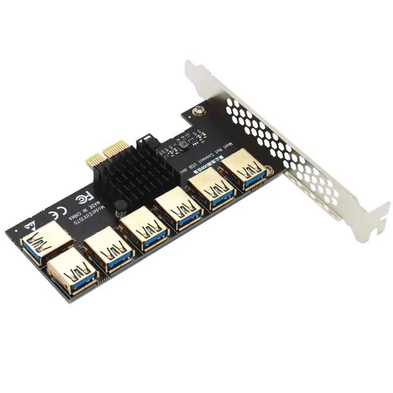 PCIE 1 to 7 Gold USB 3.0 PCI-E Riser Card - 1x to 16x Multiplier Hub Adapter for Bitcoin Mining BTC Devices Description Image.This Product Can Be Found With The Tag Names Computer Cables Connecting, Computer Peripherals, Express riser, PC Hardware Cables Adapters