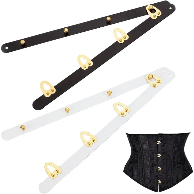 2 Pairs Corset Busk Buttons Black & White Stainless Steel Button Corset Busk 8 Inch Spoon with Gold Buttons