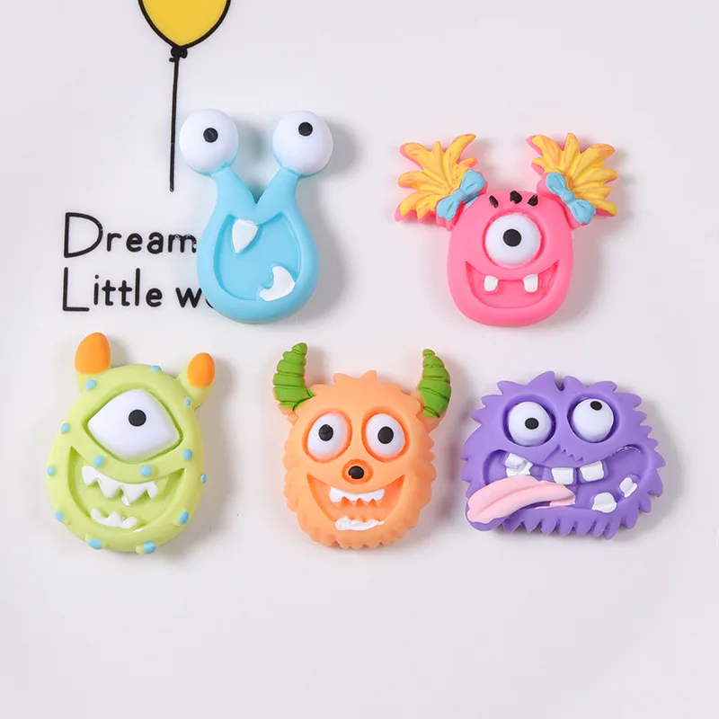 

10Pcs New Cute Mini Christmas Halloween Monster Flat Back Resin Cabochons Scrapbooking DIY Jewelry Hairpin Decoration Accessorie
