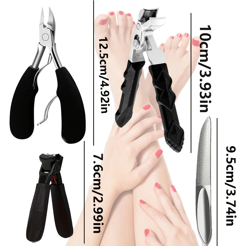 Nail clipper set manicure nail clipper set nail clippers kit nail clipper nail clippers toe nail clipper 4pcs professional toenail clipper set stainless steel wide jaw splash-proof easy to clean for thick nails men