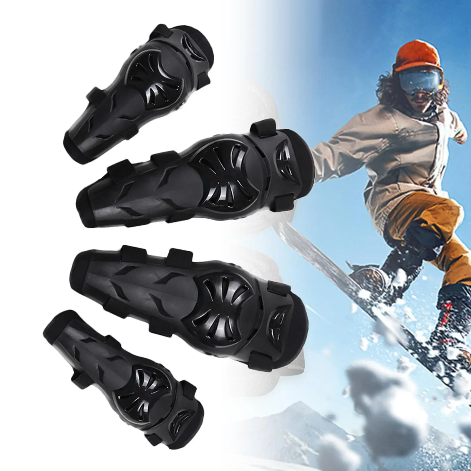 4 Pieces Motorcycle Knee Shin Guards Knee Shin Pads Protector for Powersports Skateboard Mountain Biking Motorcycle Skating
