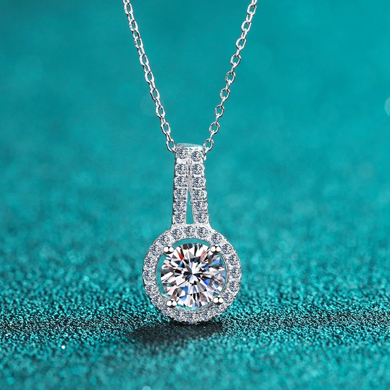 

VINIE Real Moissanite Necklaces for Women Lab Diamond Brilliant Gem Non Zircon 100% 925 Sterling Silver Fine Jewelry