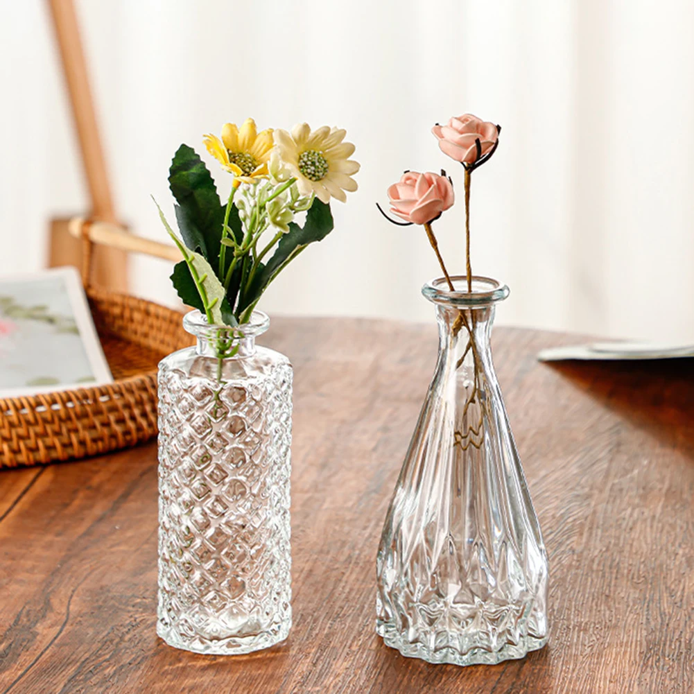 1pcs Nordic Creative Transparent Vases Glass Bottle Flower Pot Hydroponic Terrarium Arrangement Container Table Vase Decor
