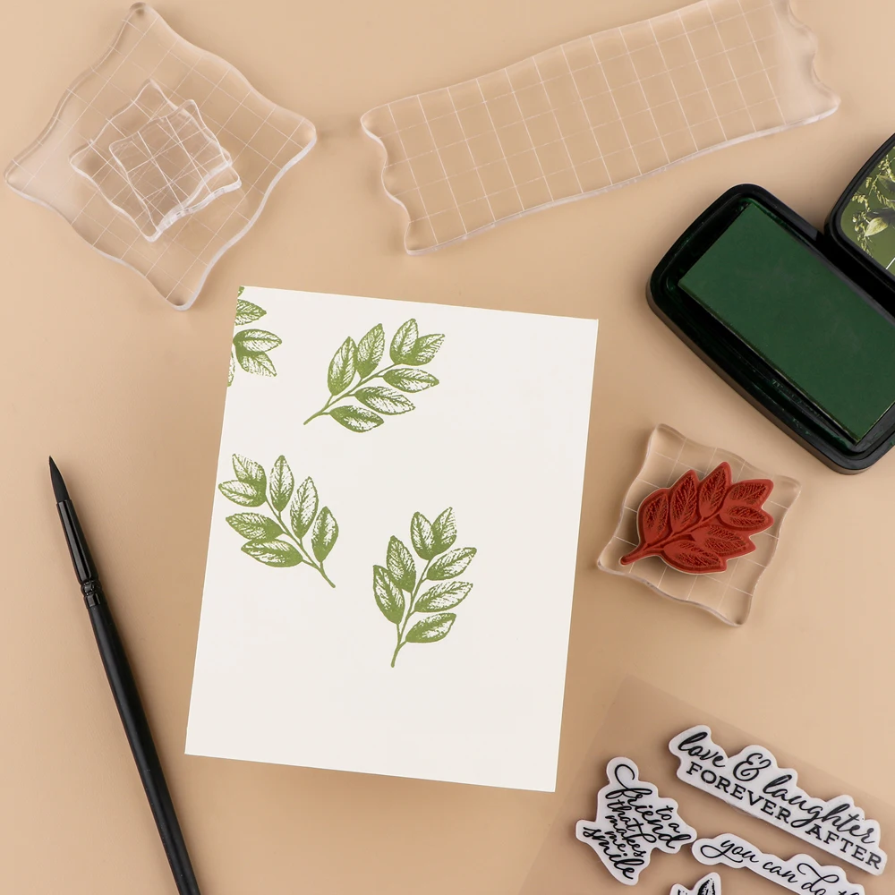 12 Blocs Acrylique Pour Tampons Silicone - Transparents Avec Grille - 6 Tailles Différentes - DIY Scrapbooking